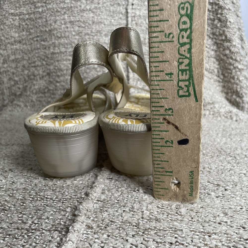 Fly London Metallic Gold Wedge Sandals - Picture 7 of 11